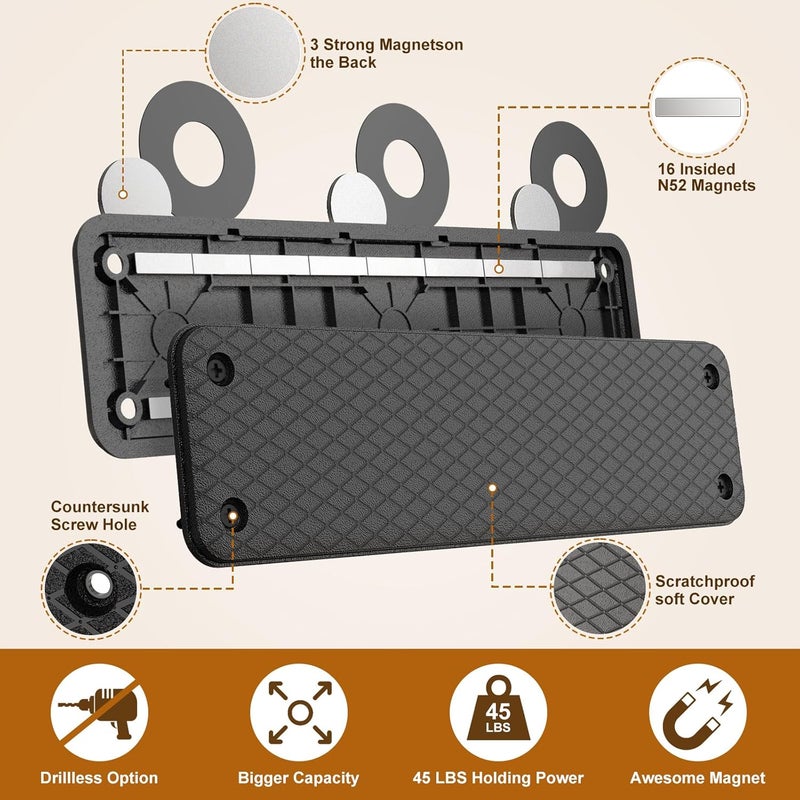 LULACOOL Magnetic Ammunition Holder，Double Sided Gun Magnet for Gun Magazines, Knives, Organize Mount in Gun Safe, Cabinet, Wall, Door, Ammo Storage Accessories for Handgun, Pistol and Rifle Mags - Image 2